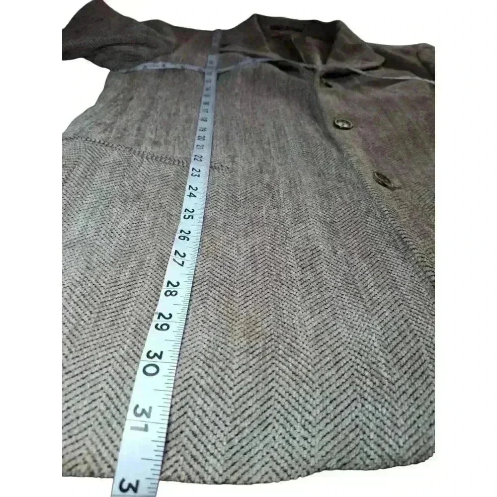 Hugo Boss Blazer Men's 40R Gray Brown Chevron Wool Sports Coat Jacket Made USA